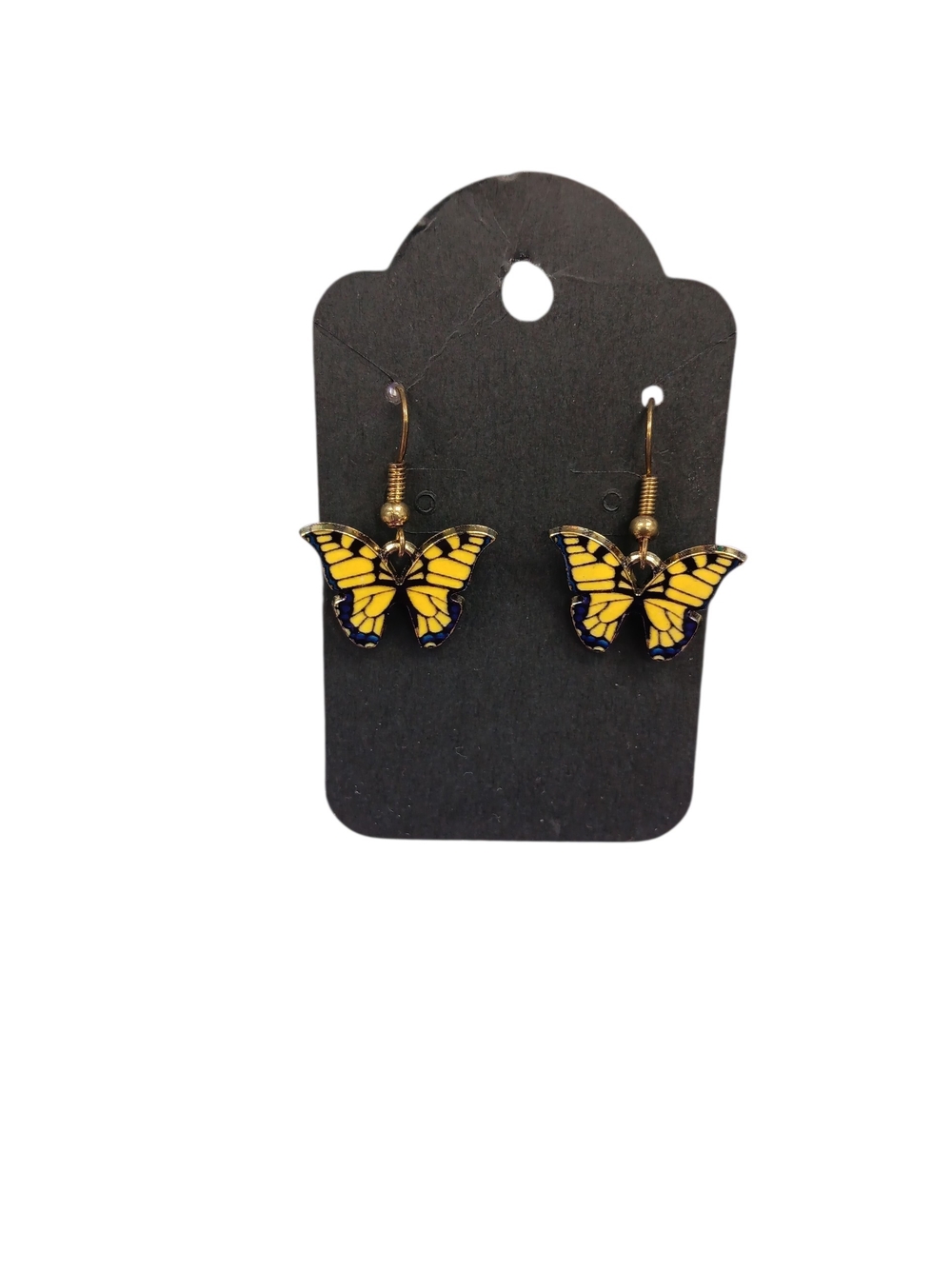 Handmade Yellow And Black Swallowtail Butterfly Dandle/Drop Earrings